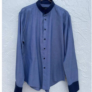 Black Tag By Zara Man Mens Stylish Slim Fit Long Sleeve Shirt Blue Sz XL